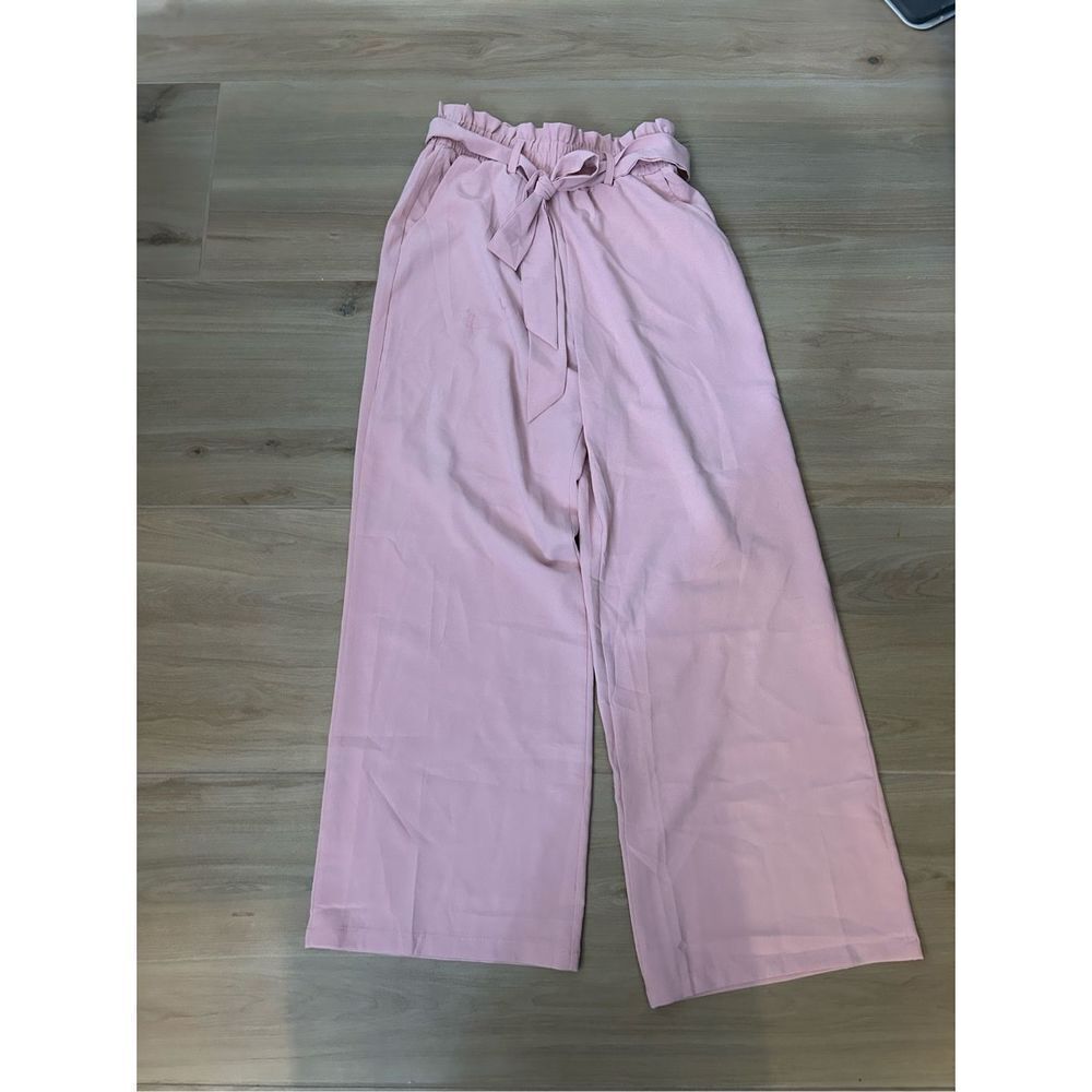 NEW High Waisted Palazzo Pants Belted Wide Leg Pockets S